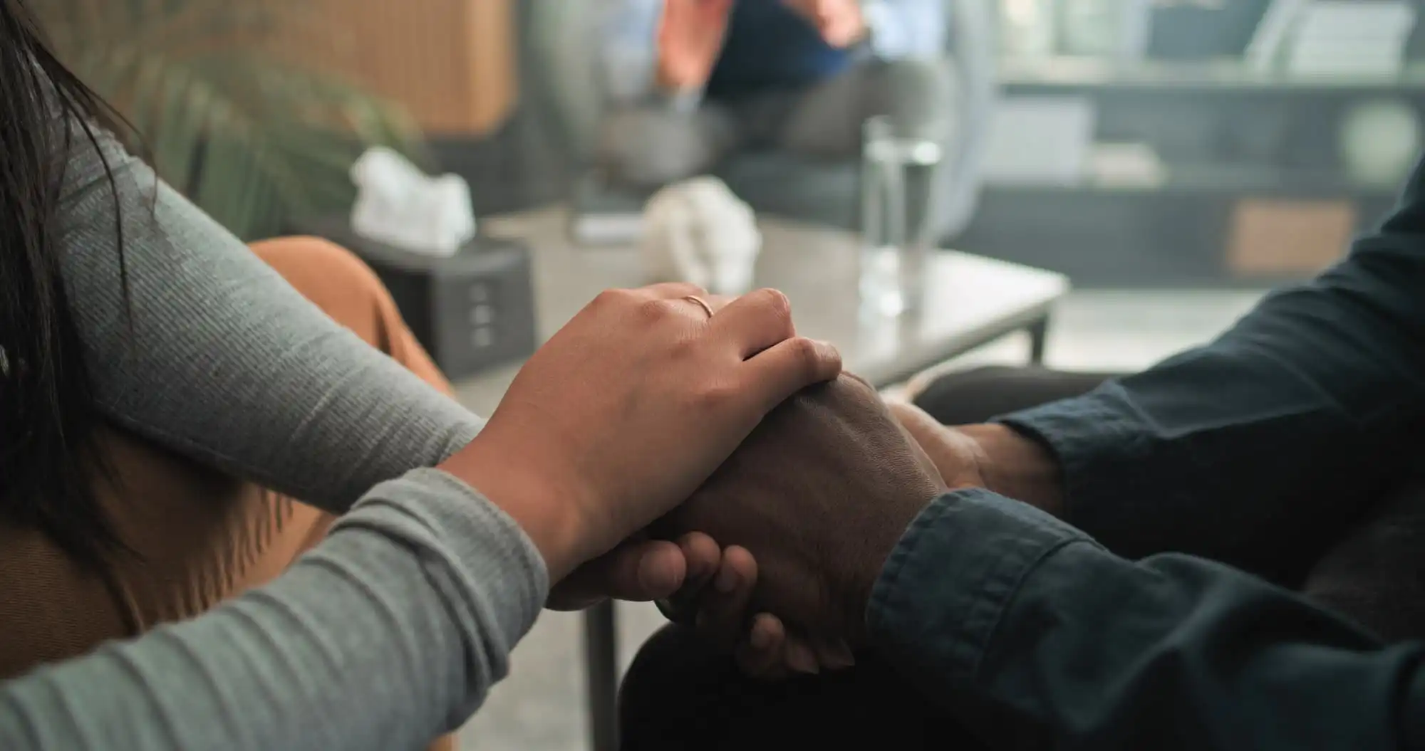 Holding hands at marijuana addiction treatment